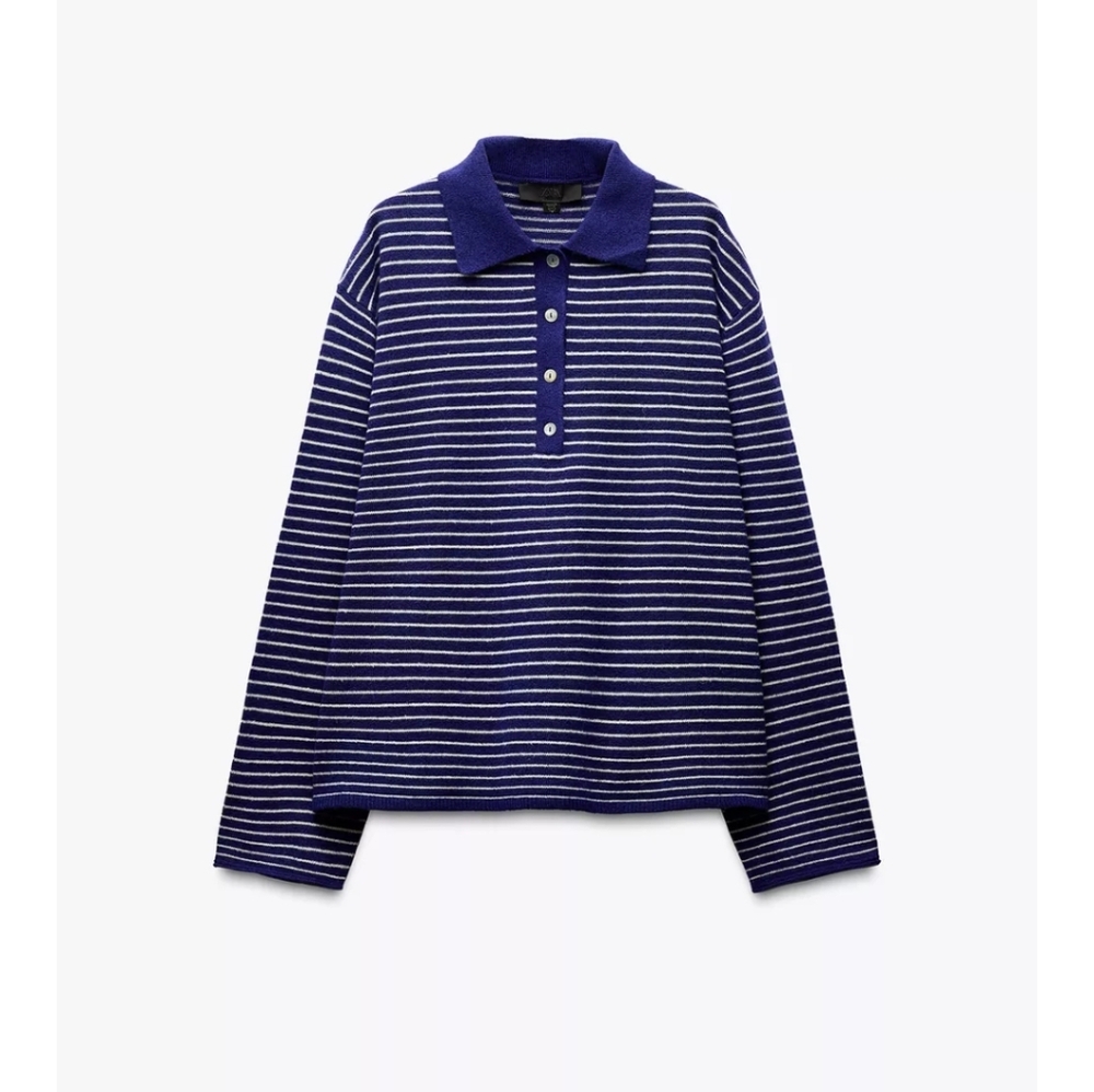 Brand New With Tags Zara Striped Knit Polo Sweater/Never Worn